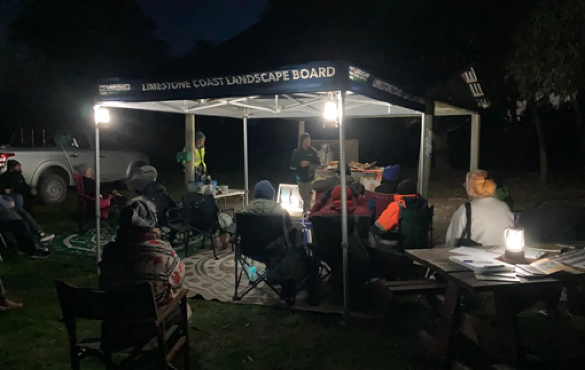Community members at night time walk