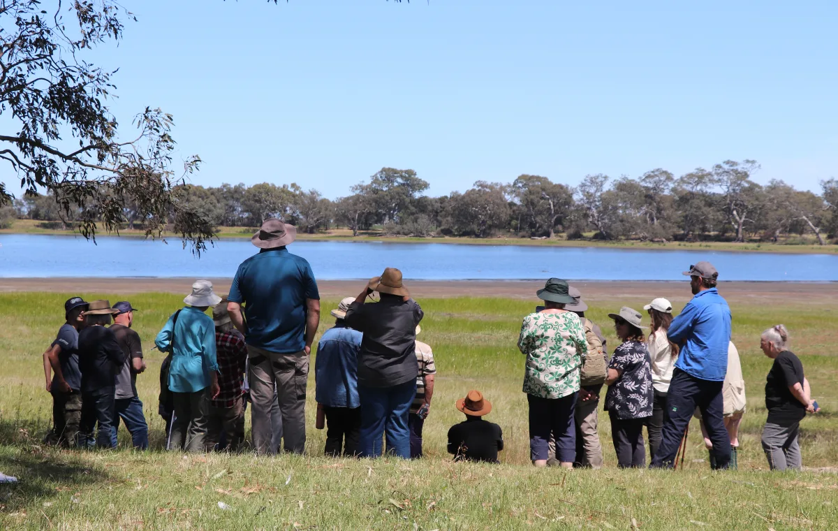 Walking the Seasons participants at Cockatoo Lake