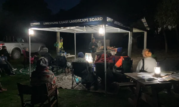 Community members at night time walk