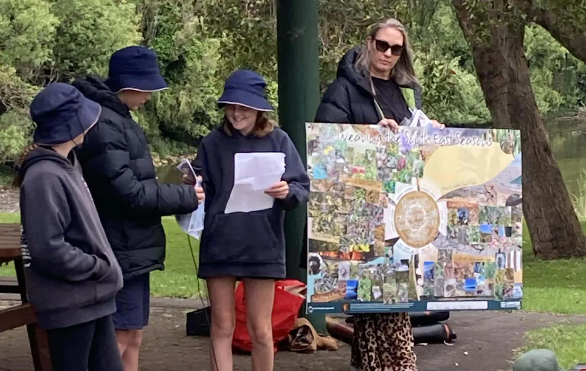 Students showcasing their seasonal calendar