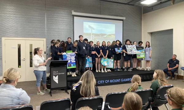 Students presenting at the expo